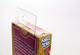 Add a plastic retail hook to your tuck box, two piece box or magnetic box.